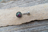 Ruby Zoisite Minimalist 8mm Natural Stone 100% Surgical Steel Belly Ring 14g (1.6mm)