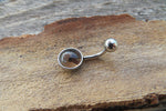 Smokey Quartz Minimalist 8mm Natural Stone 100% Surgical Steel Belly Ring 14g (1.6mm)