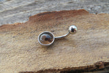 Smokey Quartz Minimalist 8mm Natural Stone 100% Surgical Steel Belly Ring 14g (1.6mm)
