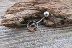 Smokey Quartz Minimalist 8mm Natural Stone 100% Surgical Steel Belly Ring 14g (1.6mm)