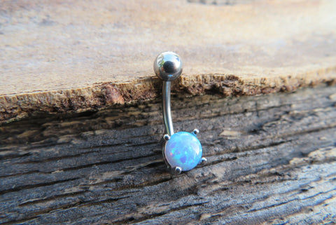Blue Fire Opal Belly Ring 14g (1.6mm) Piercing VCH