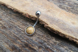 Labradorite Minimalist 8mm Natural Stone 100% Surgical Steel Belly Ring 14g (1.6mm)