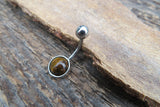 Green Aventurine Minimalist 8mm Natural Stone 100% Surgical Steel Belly Ring 14g (1.6mm)