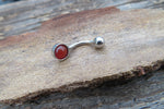 Carnelian Minimalist 6mm or 8mm Natural Stone 100% Surgical Steel Belly Ring 14g (1.6mm)
