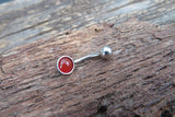 Carnelian Minimalist 6mm or 8mm Natural Stone 100% Surgical Steel Belly Ring 14g (1.6mm)