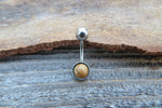 Picture Jasper Minimalist 6mm or 8mm Natural Stone 100% Surgical Steel Belly Ring 14g (1.6mm)
