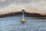 Picture Jasper Minimalist 6mm or 8mm Natural Stone 100% Surgical Steel Belly Ring 14g (1.6mm)