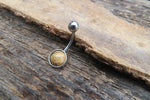 Picture Jasper Minimalist 6mm or 8mm Natural Stone 100% Surgical Steel Belly Ring 14g (1.6mm)