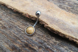 Picture Jasper Minimalist 6mm or 8mm Natural Stone 100% Surgical Steel Belly Ring 14g (1.6mm)