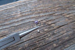 Vertical Lip Natural Amethyst Stone 16G 100% Surgical Steel Curve Eyebrow Rook Barbell Ring Lip Piercing Minimalist Dome Bottom