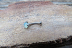 Vertical Lip Natural Green Aventurine Stone 16G 100% Surgical Steel Curve Eyebrow Rook Barbell Ring Lip Piercing Minimalist Dome Bottom