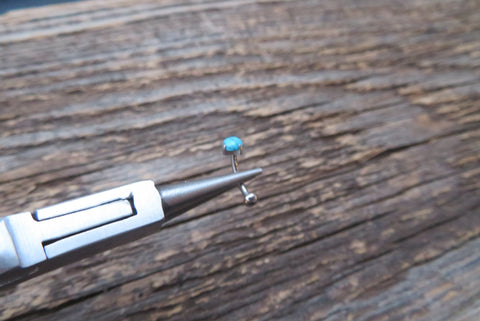 Vertical Lip Natural Turquoise Howlite Stone 16G 100% Surgical Steel Curve Eyebrow Rook Barbell Ring Lip Piercing Minimalist Dome Bottom