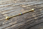 Gold Ion Plated Gay Pride Surgical Steel 316L Barbell Industrial Small Balls 14G (1.6mm) Piercing
