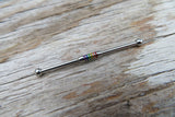 Silver Gay Pride Surgical Steel 316L Barbell Industrial Small Balls 14G (1.6mm) Piercing