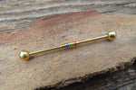 Silver Gay Pride Surgical Steel 316L Barbell Industrial Small Balls 14G (1.6mm) Piercing
