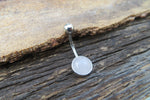 Rose Quartz Minimalist 6mm or 8mm Natural Stone 100% Surgical Steel Belly Ring 14g (1.6mm)