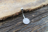 Rose Quartz Minimalist 6mm or 8mm Natural Stone 100% Surgical Steel Belly Ring 14g (1.6mm)