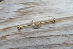 Crescent Moon Gold Ion Plated Surgical Steel 316L Barbell Industrial Small Balls 14G (1.6mm) Piercing 32mm 35mm 38mm