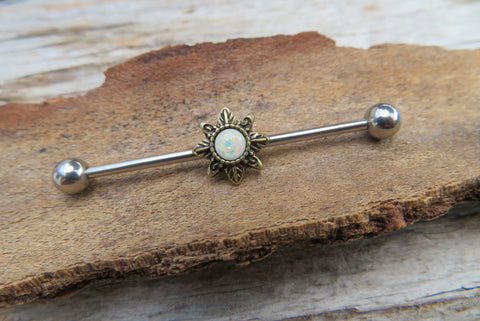 Custom Lengths Opal Bronze Small Sun Surgical Steel 316L Barbell Industrial Small Balls 14G (1.6mm) Piercing