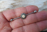 Faux Opal Silver Surgical Steel 316L Barbell Industrial Small Balls 14G (1.6mm) Piercing