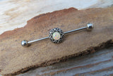 Faux Opal Silver Surgical Steel 316L Barbell Industrial Small Balls 14G (1.6mm) Piercing