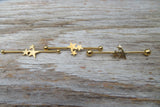 Silver IP Stars Surgical Steel 316L Barbell Industrial Small Balls 14G (1.6mm) Piercing
