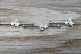 Gold IP Stars Surgical Steel 316L Barbell Industrial Small Balls 14G (1.6mm) Piercing