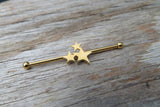 Gold IP Star Surgical Steel 316L Barbell Industrial Small Balls 14G (1.6mm) Piercing