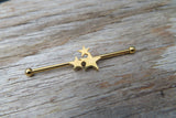 Gold IP Stars Surgical Steel 316L Barbell Industrial Small Balls 14G (1.6mm) Piercing