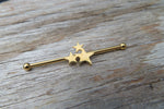 Silver IP Stars Surgical Steel 316L Barbell Industrial Small Balls 14G (1.6mm) Piercing