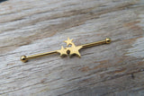 Silver IP Star Surgical Steel 316L Barbell Industrial Small Balls 14G (1.6mm) Piercing