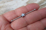 Silver IP Star Surgical Steel 316L Barbell Industrial Small Balls 14G (1.6mm) Piercing