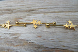 Gold IP Stars Surgical Steel 316L Barbell Industrial Small Balls 14G (1.6mm) Piercing