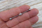 Celestial Star Silver IP Clear Gem Surgical Steel 316L Barbell Industrial Small Balls 14G (1.6mm) Piercing 38mm