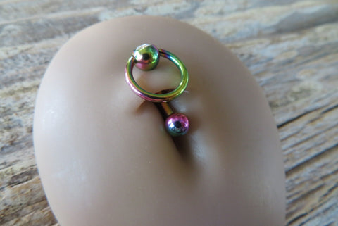 Floating Reverse Rainbow IP Knocker Belly Ring 14g (1.6mm) Piercing VCH Piercing