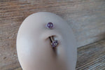 Amethyst Floating Minimalist Petite Custom Lengths Crystal Flower Gems Belly Ring 14g VCH Internally Threaded Piercing