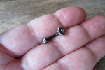 Floating Black Minimalist Petite Crystal Flower Gems Belly Ring 14g VCH Internally Threaded Piercing
