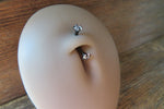 Gold IP Minimalist Crystal Gems Belly Ring 14g Internally Threaded Piercing