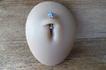 Floating Silver IP White Opal Minimalist Custom Lengths Opal Crystal Flower Gems Belly Ring 14g VCH Internally Threaded Piercing
