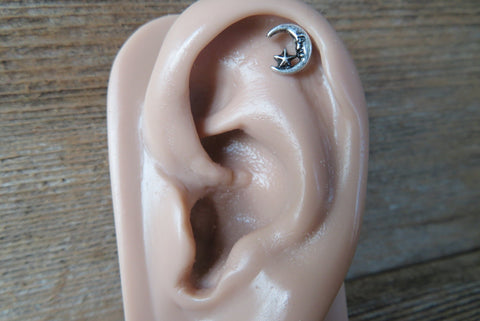 Moon & Star Surgical Steel Cartilage Tragus Ball Back 16G (1.2mm) Piercing