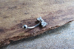 Made with Swarovski Crystals Heart Bow Curve Eyebrow Rook Daith Bar Ring 16G (1.2mm) Piercing 10mm