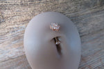 Floating Clear Crystal Gems Minimalist Custom Lengths Crystal Flower Gems Belly Ring 14g VCH Internally Threaded Piercing