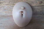 Floating Clear Crystal Gems Minimalist Custom Lengths Crystal Flower Gems Belly Ring 14g VCH Internally Threaded Piercing