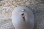 Floating Clear Crystal Gems Minimalist Custom Lengths Crystal Flower Gems Belly Ring 14g VCH Internally Threaded Piercing