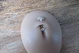Floating Clear Crystal Gems Minimalist Custom Lengths Crystal Flower Gems Belly Ring 14g VCH Internally Threaded Piercing