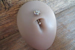 Floating Clear Crystals Minimalist Custom Lengths Crystal Flower Gems Belly Ring 14g VCH Internally Threaded Piercing