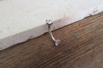 Gold IP Minimalist Crystal Gems Belly Ring 14g Internally Threaded Piercing