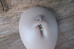 Floating Clear Crystal Gems Minimalist Custom Lengths Crystal Flower Gems Belly Ring 14g VCH Internally Threaded Piercing