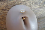 Floating Aurora Borealis Minimalist Custom Lengths Crystal Flower Gems Belly Ring 14g VCH Internally Threaded Piercing