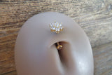 Floating Aurora Borealis Minimalist Custom Lengths Crystal Flower Gems Belly Ring 14g VCH Internally Threaded Piercing